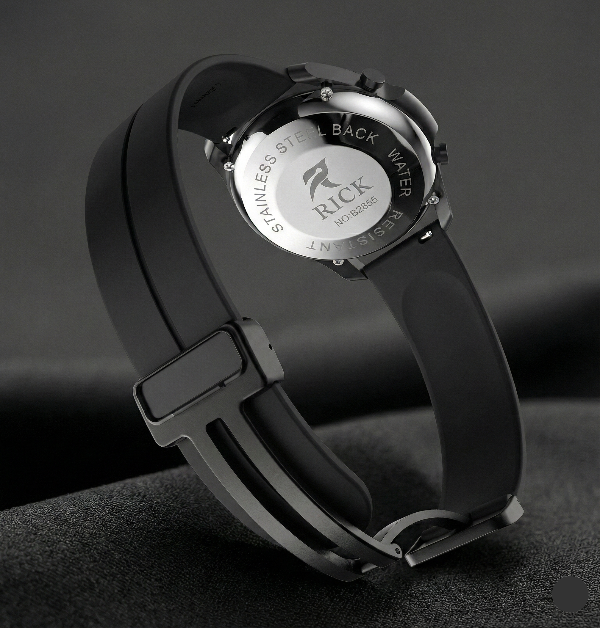 RICK Stealth Edition | Matte Black Watch with Magnetic D-Buckle Strap